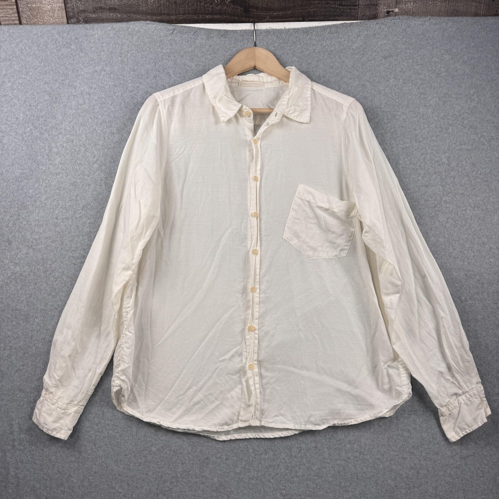 CP Shades Button Down Shirt Womens Medium White Long Sleeve Chest Pocket Boho